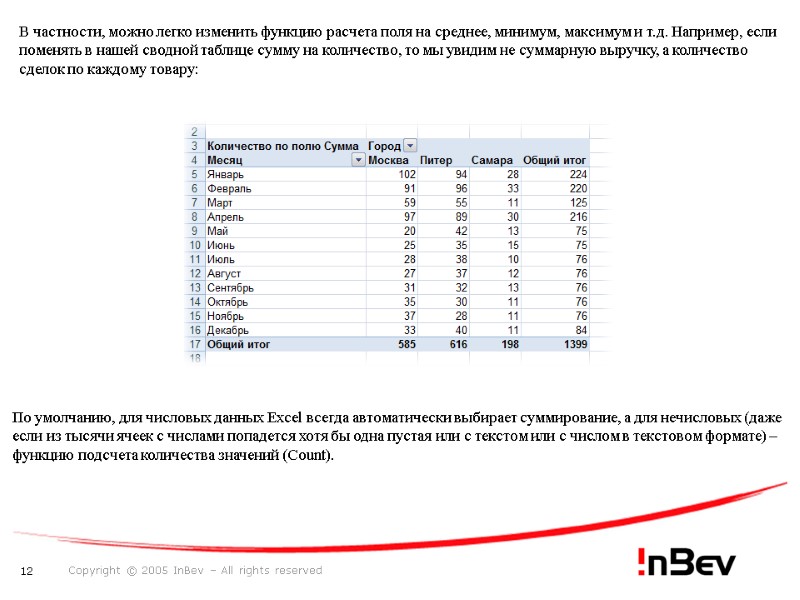 В частности, можно легко изменить функцию расчета поля на среднее, минимум, максимум и т.д.